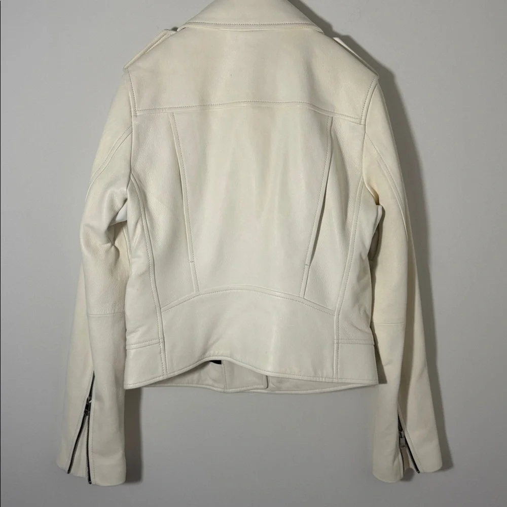 Banana Republic Leather Moto Jacket, White SIZE XS      ‎       #425039 N0714